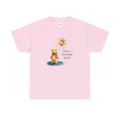 What a Wonderful World Teddy Bear T-Shirt — Balloon Sun Graphic