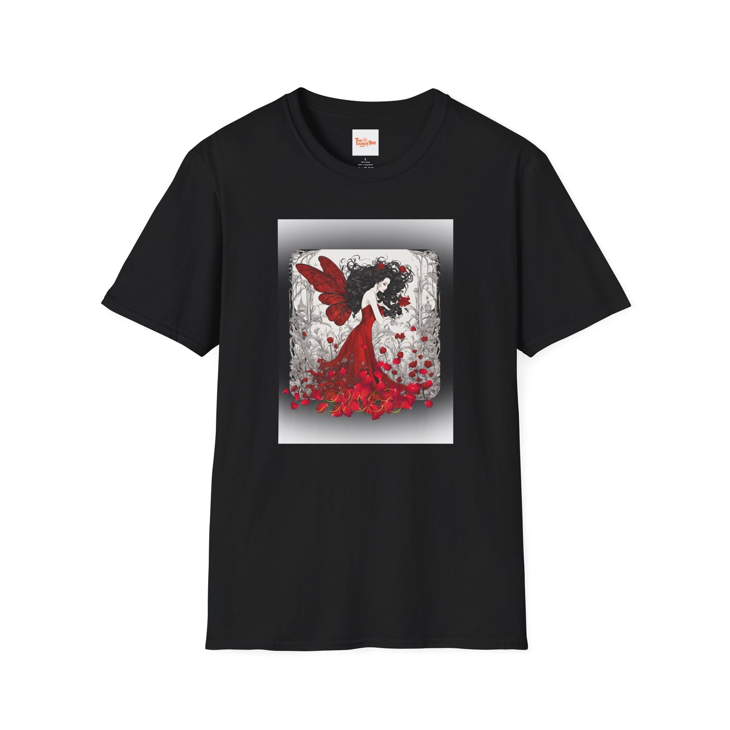 Rose Petal Dress T-Shirt — Dark-Haired Woman Graphic