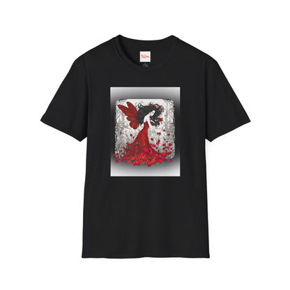 Rose Petal Dress T-Shirt — Dark-Haired Woman Graphic