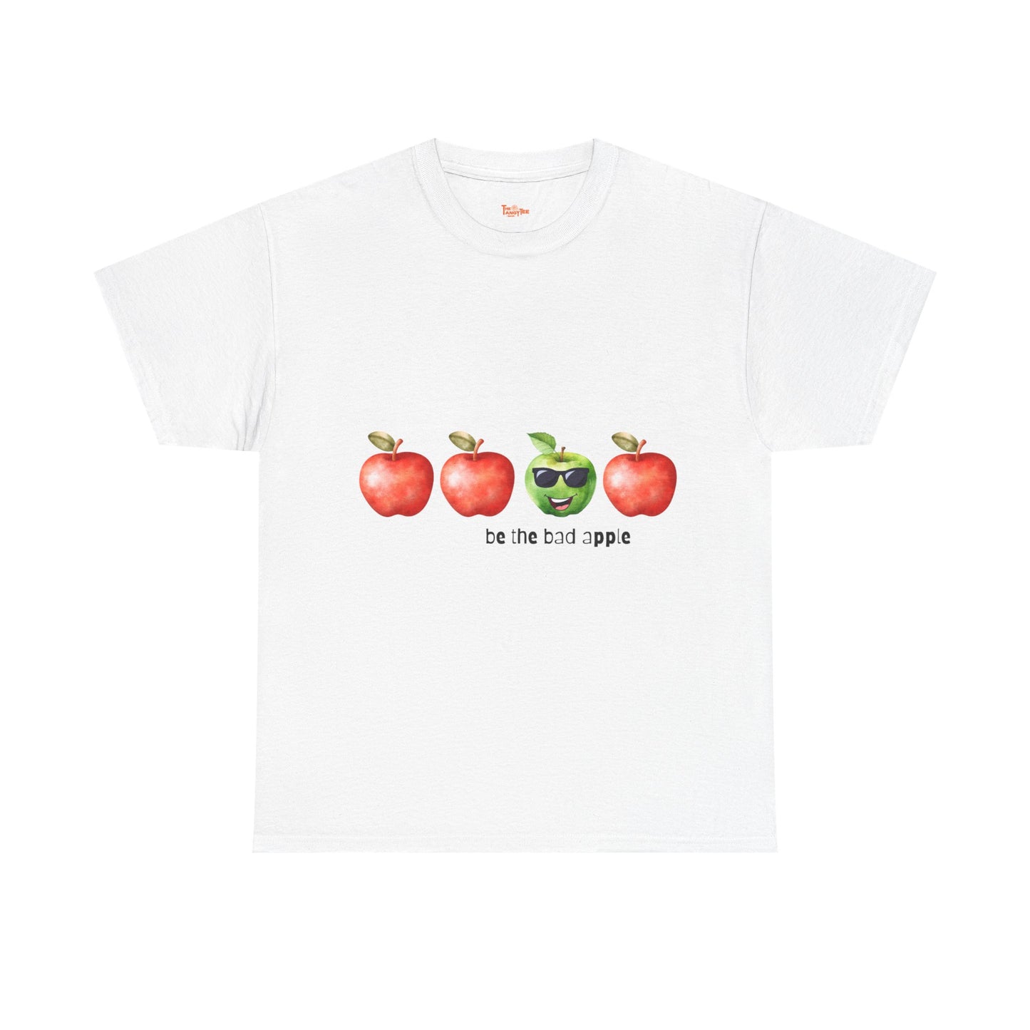 Graphic Unisex Tee - Be the Bad Apple, Three Red Apples and One Green Apple with Sunglasses