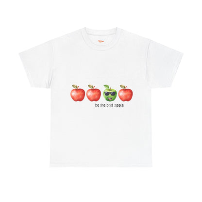Graphic Unisex Tee - Be the Bad Apple, Three Red Apples and One Green Apple with Sunglasses