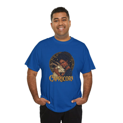 Capricorn Art Nouveau Tee — African American Woman with Goat Zodiac Graphic