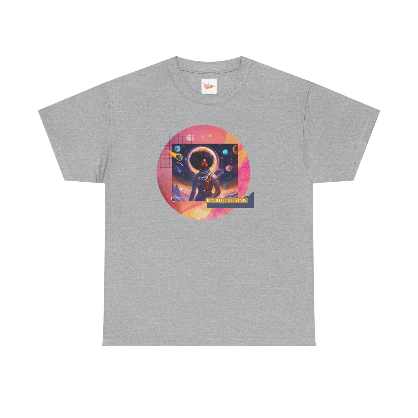 Graphic Tee - Reach for the Stars, Black Female Astronaut Design