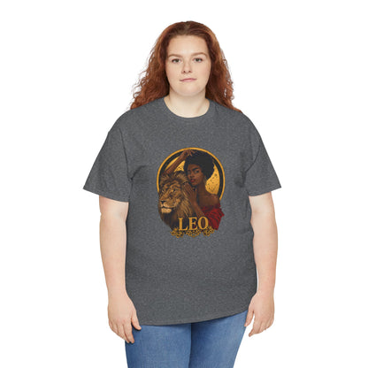 Leo Zodiac Art Nouveau T-Shirt — African American Woman & Lion Graphic