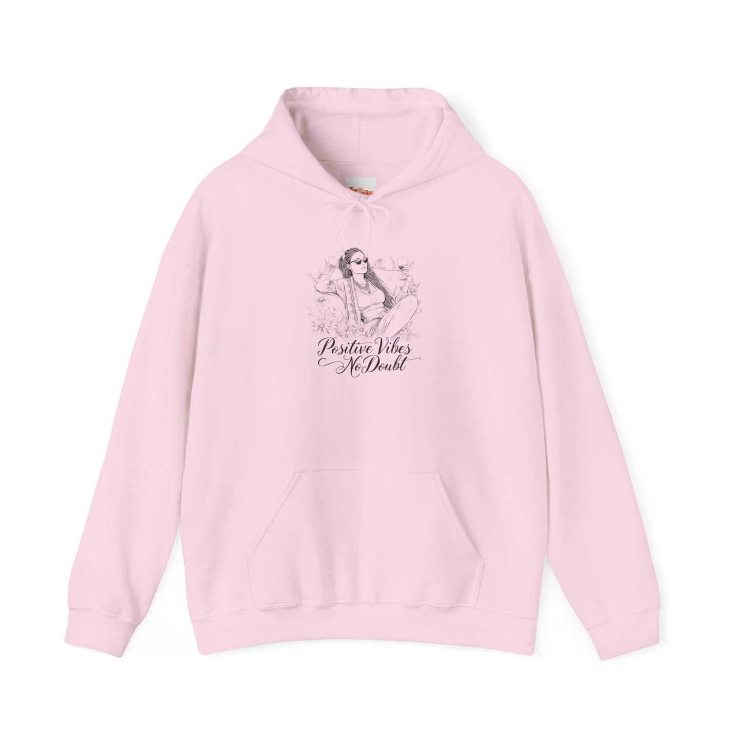 Positive Vibes No Doubt Sweatshirt - African American Woman Relaxing with Wine & Flowers