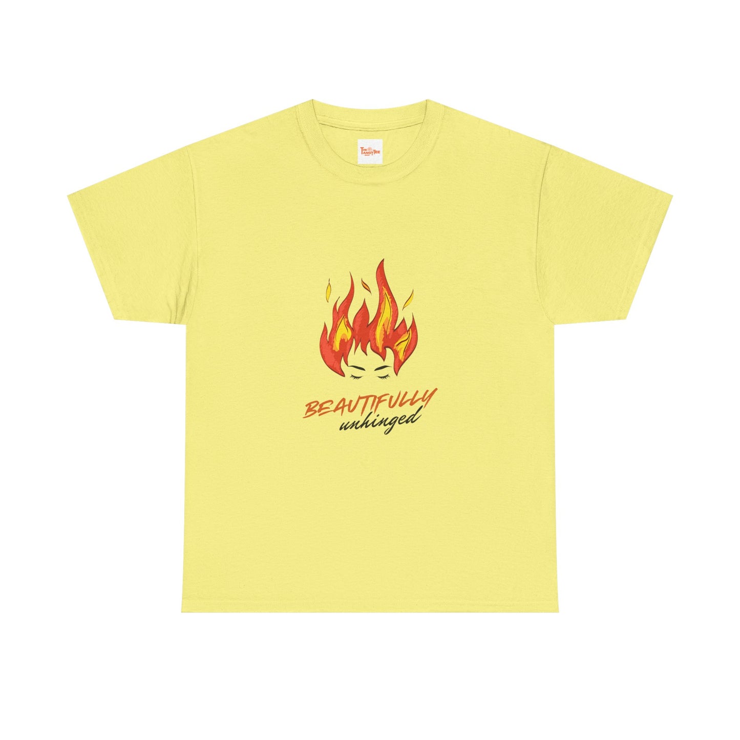 Graphic Unisex Tee - Beautifully Unhinged Woman with Fire Hair Design