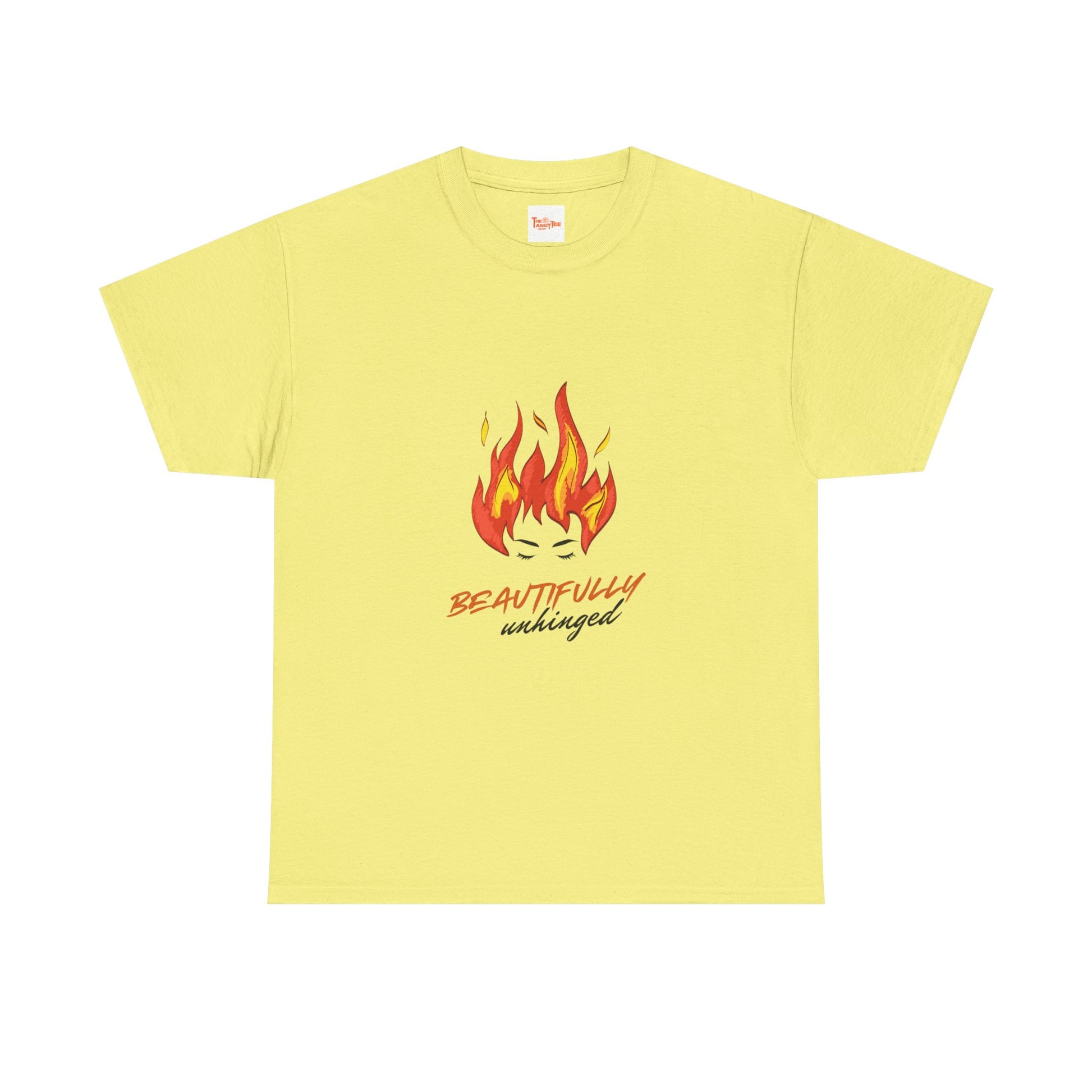 Graphic Unisex Tee - Beautifully Unhinged Woman with Fire Hair Design
