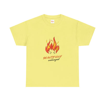 Graphic Unisex Tee - Beautifully Unhinged Woman with Fire Hair Design