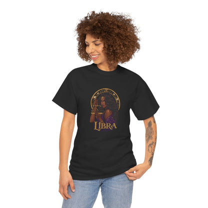 Libra Art Nouveau Tee — African American Woman with Scales Zodiac Shirt