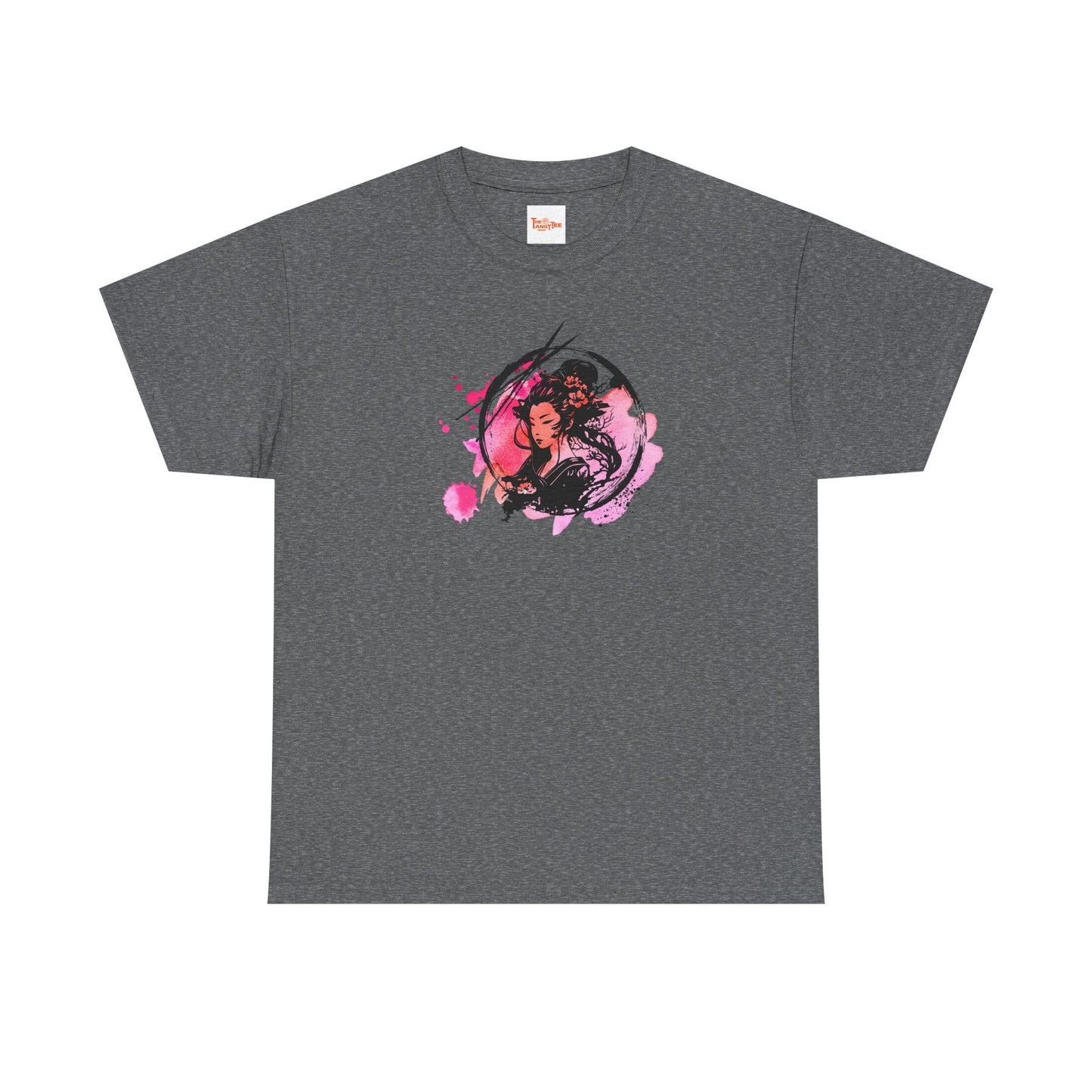 Geisha Graphic Tee — Pastel Pink Japanese-Inspired Shirt