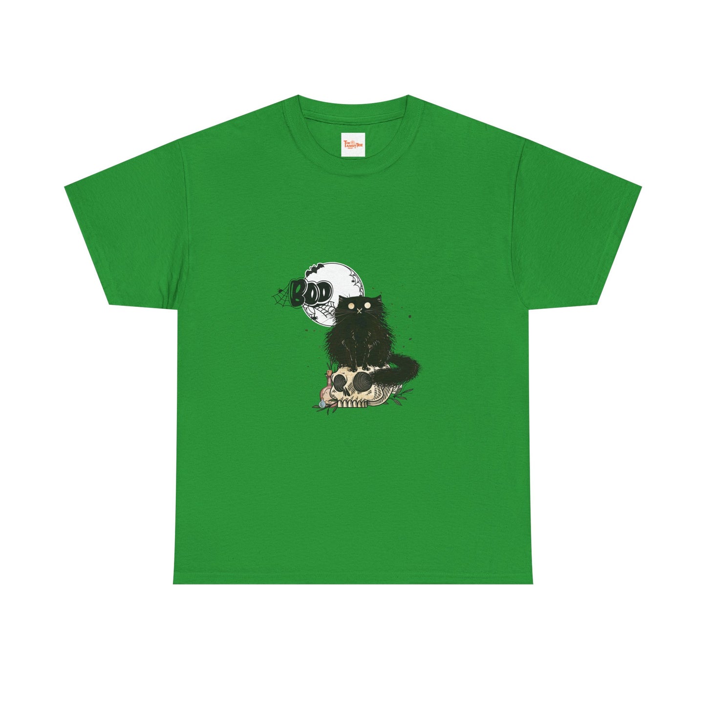 Halloween Unisex Tee with Black Cat and Skull Graphic