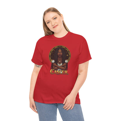Cancer Zodiac T-Shirt — Art Nouveau African American Woman with Crab Graphic