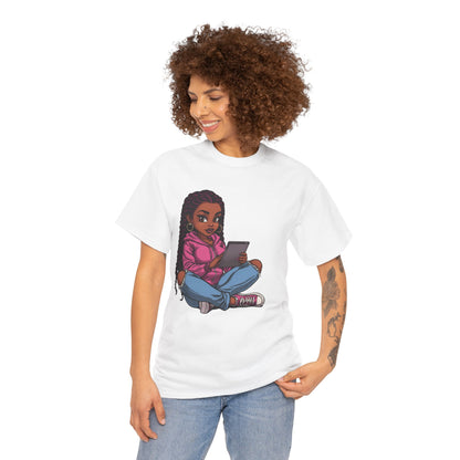 Black Teen Girl Tablet Graphic T-Shirt