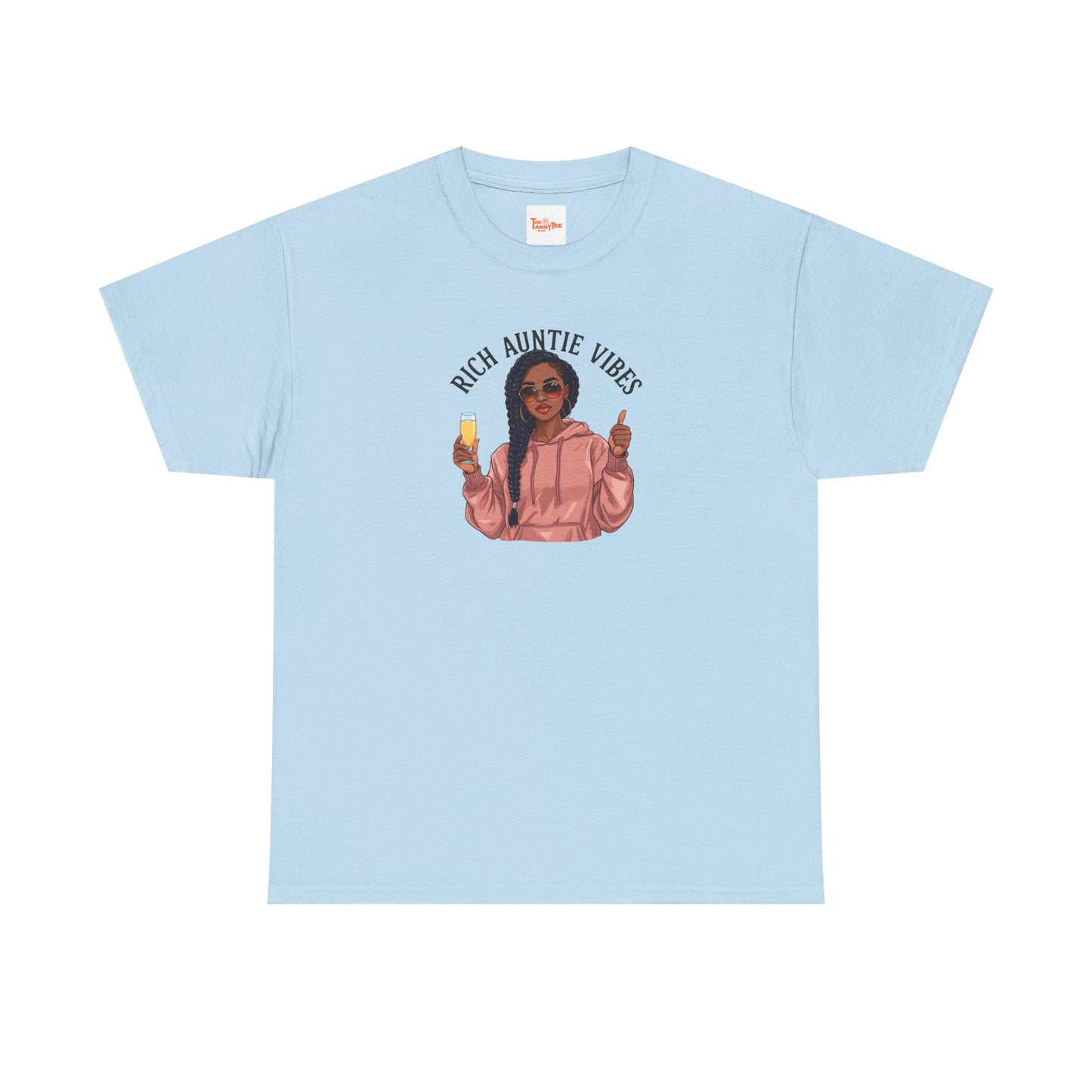 Rich Auntie Vibes T-Shirt — Black Woman Champagne Graphic