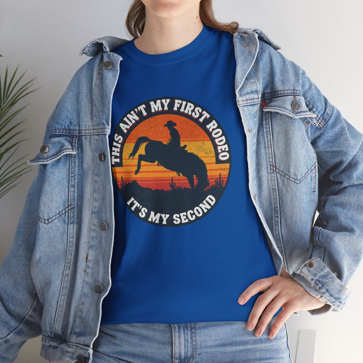 This Ain't My First Rodeo Tee — Backwards Bronco Sunset Cowboy Shirt