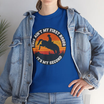 This Ain't My First Rodeo Tee — Backwards Bronco Sunset Cowboy Shirt