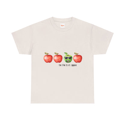 Graphic Unisex Tee - Be the Bad Apple, Three Red Apples and One Green Apple with Sunglasses