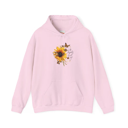 See the Beauty Around You Sunflower & Monarch Hoodie