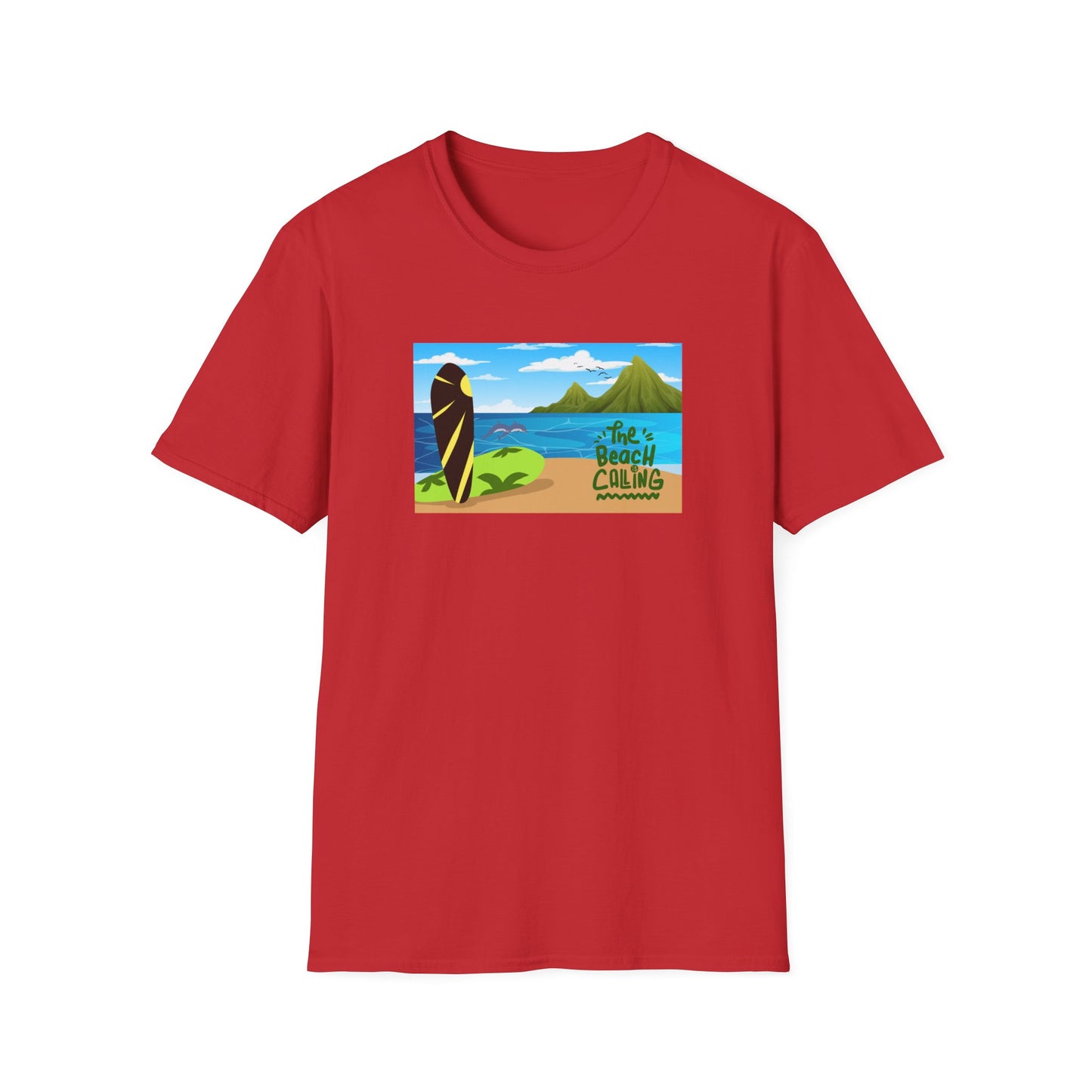 The Beach Is Calling Surfboard Graphic T-Shirt