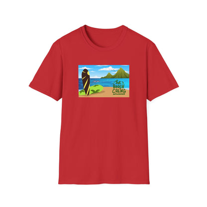 The Beach Is Calling Surfboard Graphic T-Shirt