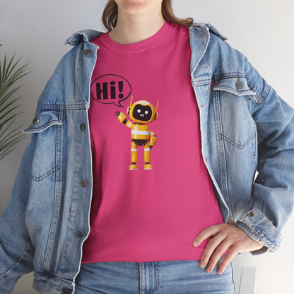 Robot Hi Graphic Tee, Unisex Cotton Tee