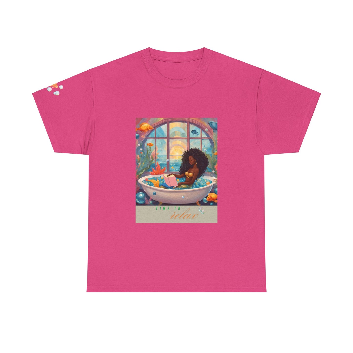 Tee - Time to Relax Black Mermaid in a Bathtub Graphic Shirt