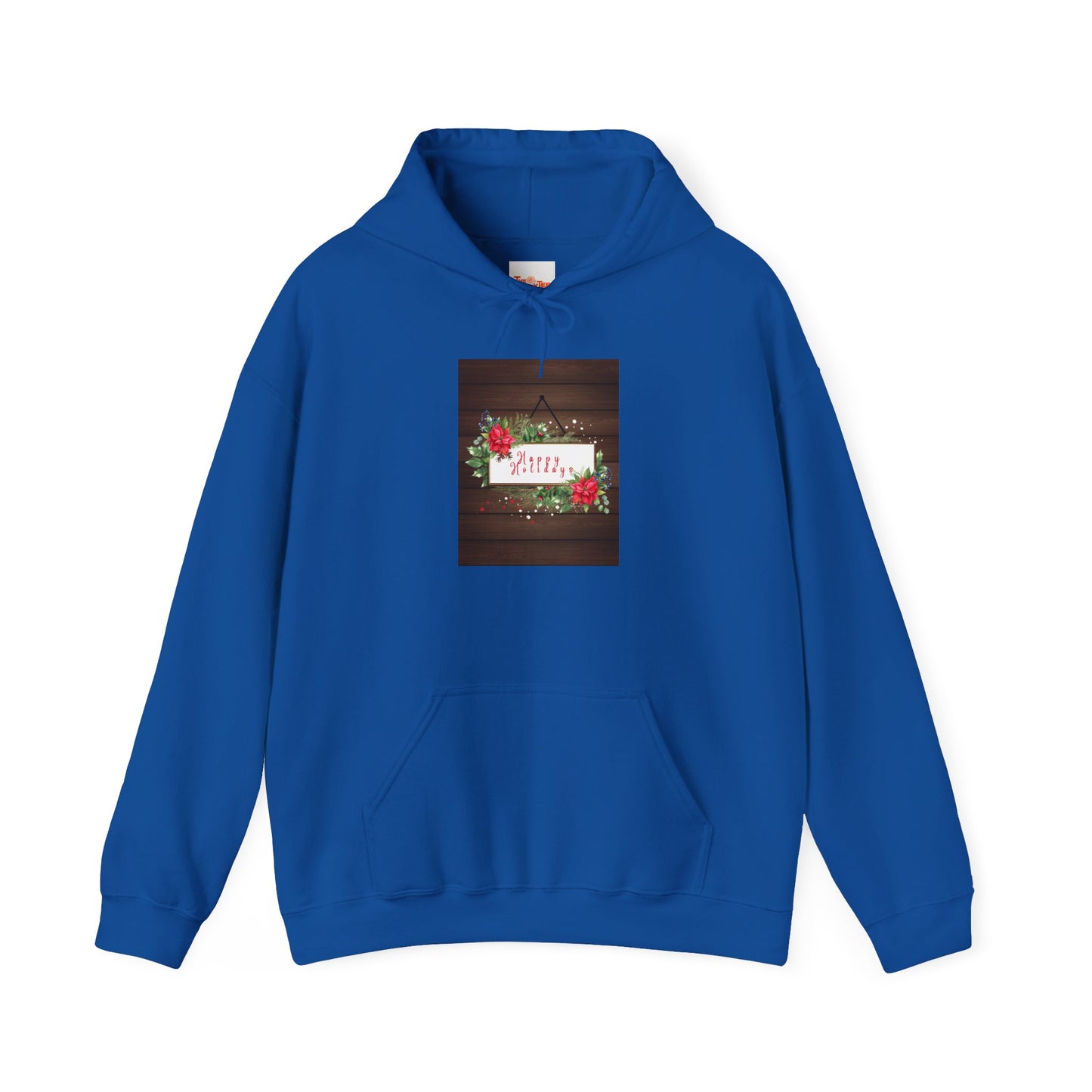 Holiday Cheer Hoodie - Happy Holidays, Wooden Door Sign Graphic