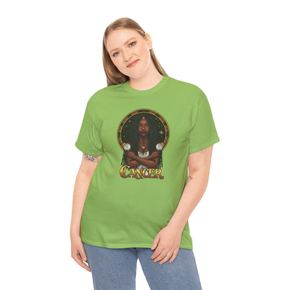 Cancer Zodiac T-Shirt — Art Nouveau African American Woman with Crab Graphic