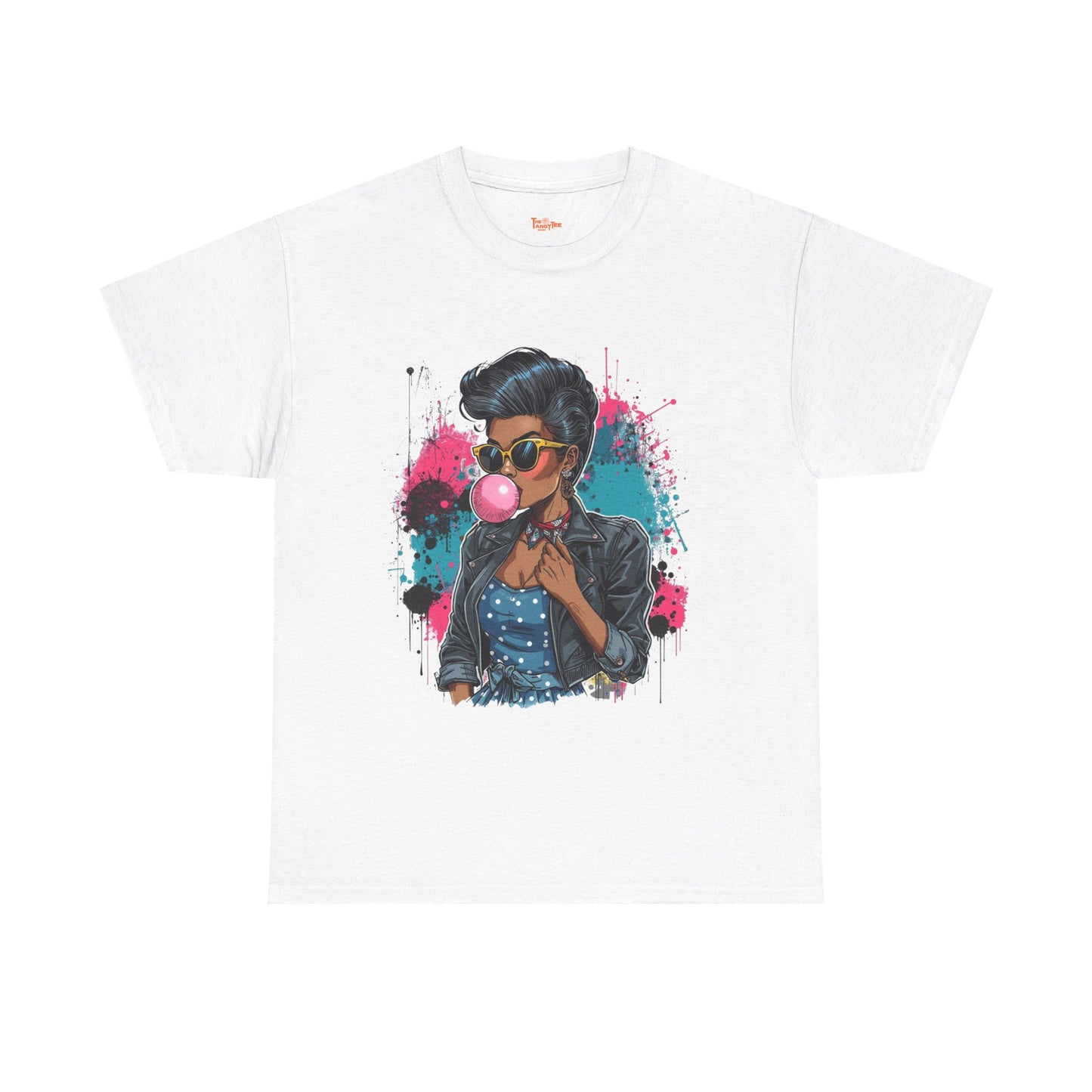 Bubblegum Pop Tee — African American Woman Graphic Paint-Splatter Design