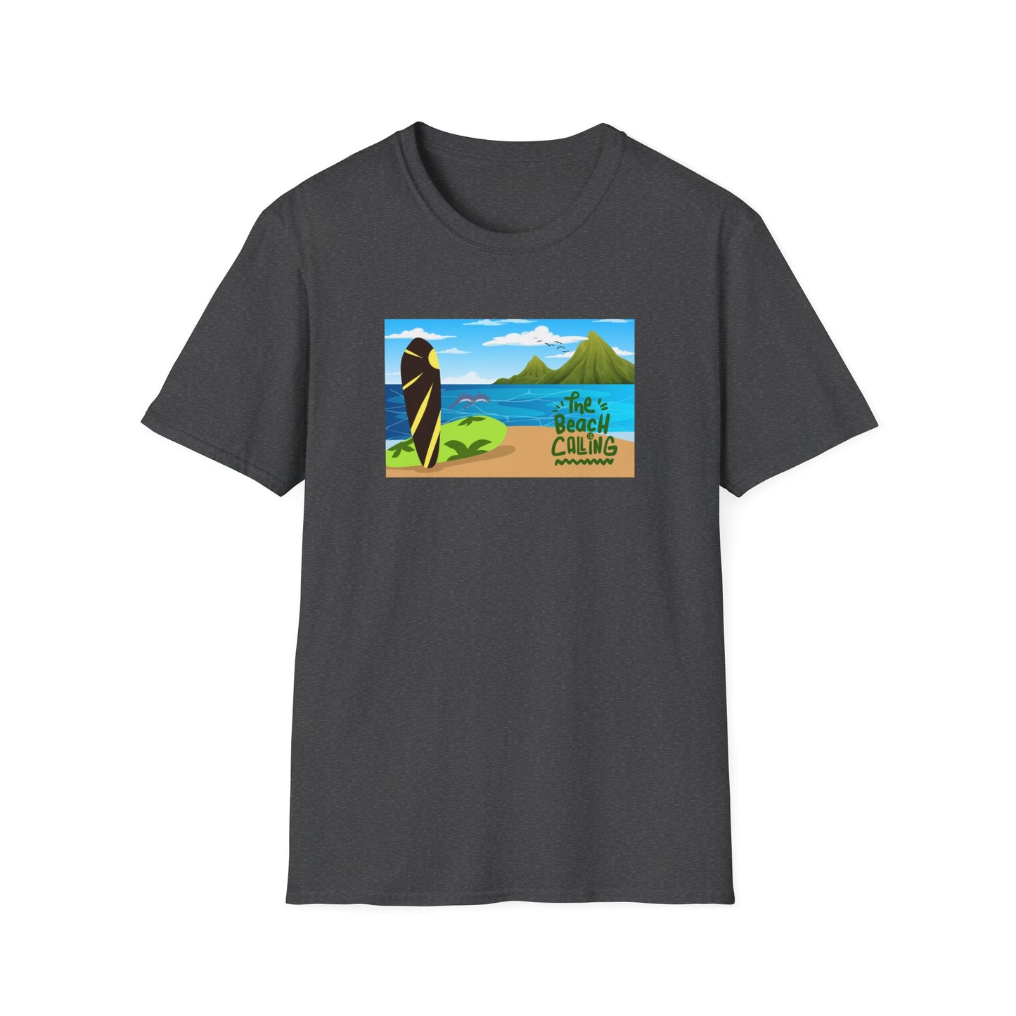The Beach Is Calling Surfboard Graphic T-Shirt
