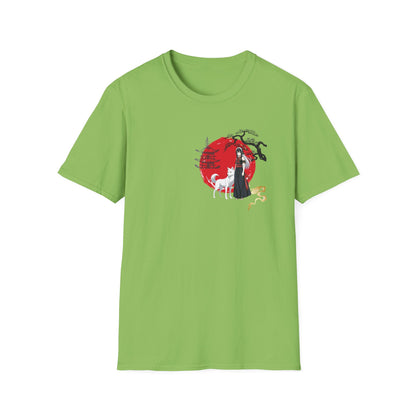 Anime Girl & White Wolf T-Shirt — Red Circle Graphic