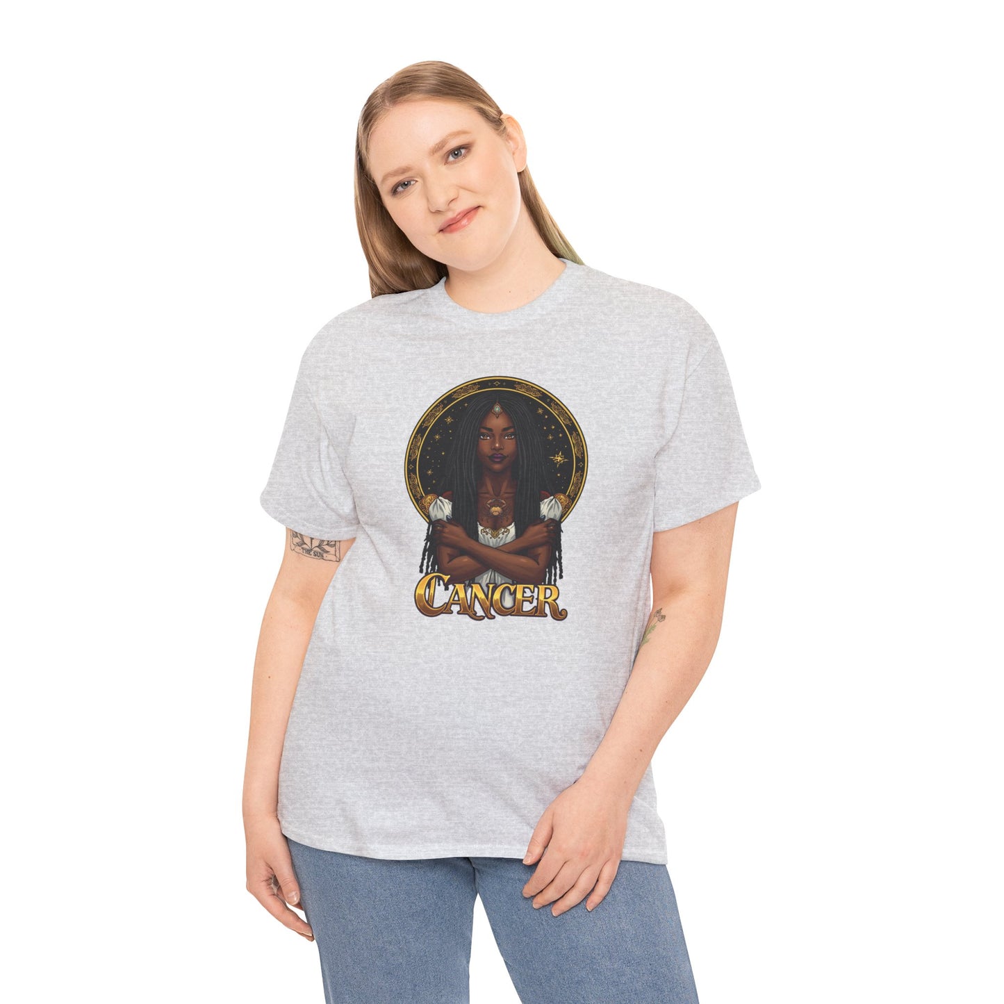 Cancer Zodiac T-Shirt — Art Nouveau African American Woman with Crab Graphic