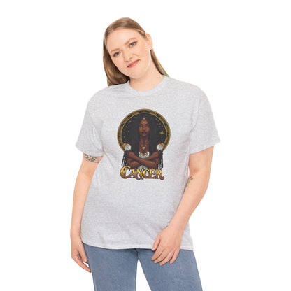 Cancer Zodiac T-Shirt — Art Nouveau African American Woman with Crab Graphic