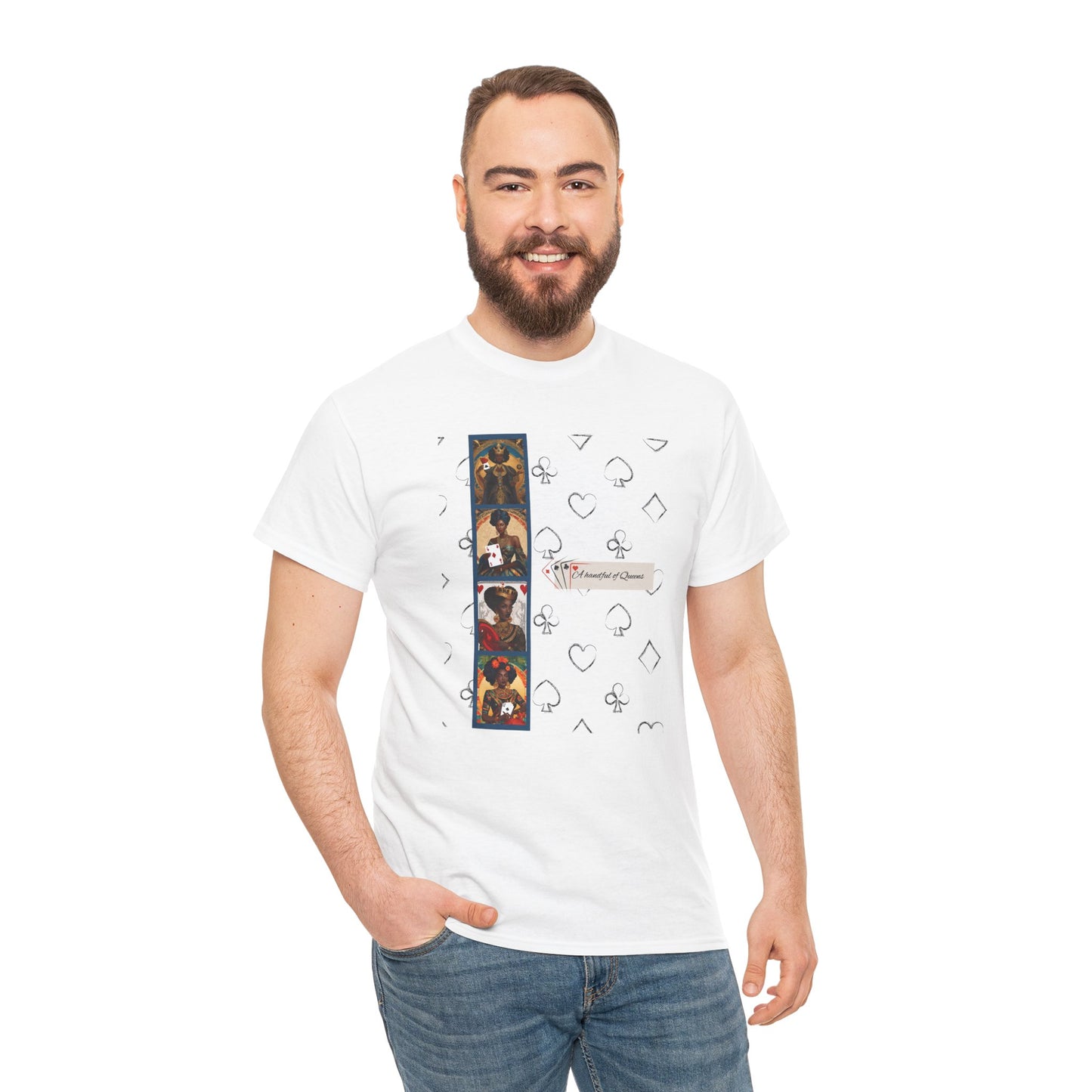 Graphic Tee - A Handful of Queens Black Women Playing Cards Design