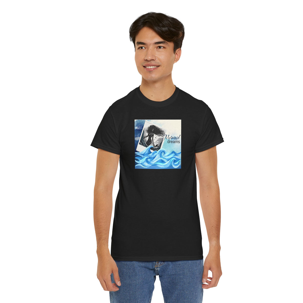 Mermaid Dreams Black Mermaid Graphic T-Shirt