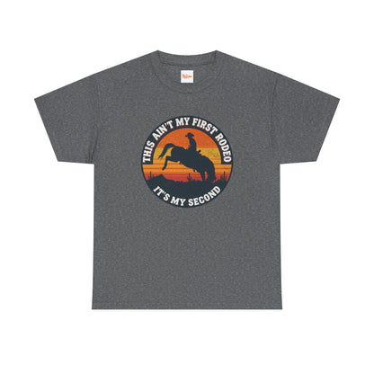 This Ain't My First Rodeo Tee — Backwards Bronco Sunset Cowboy Shirt