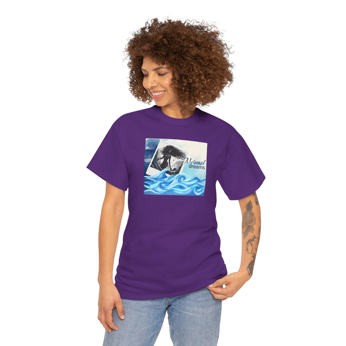 Mermaid Dreams Black Mermaid Graphic T-Shirt