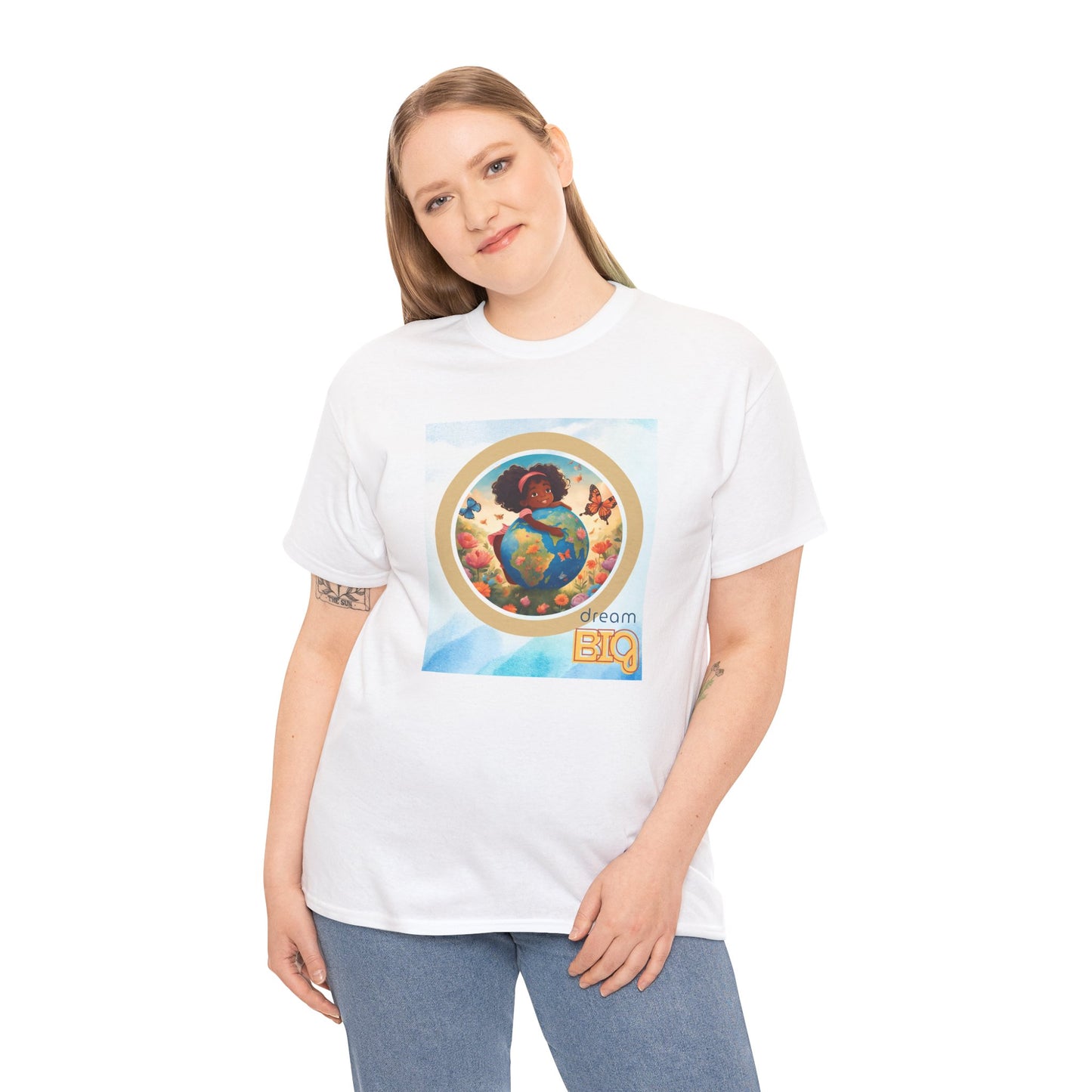 Dream Big Unisex Tee with Little Black Girl and Globe Graphic