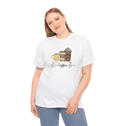 Coffee Stat T-Shirt — Graphic Tee Featuring Three Coffee Drinks