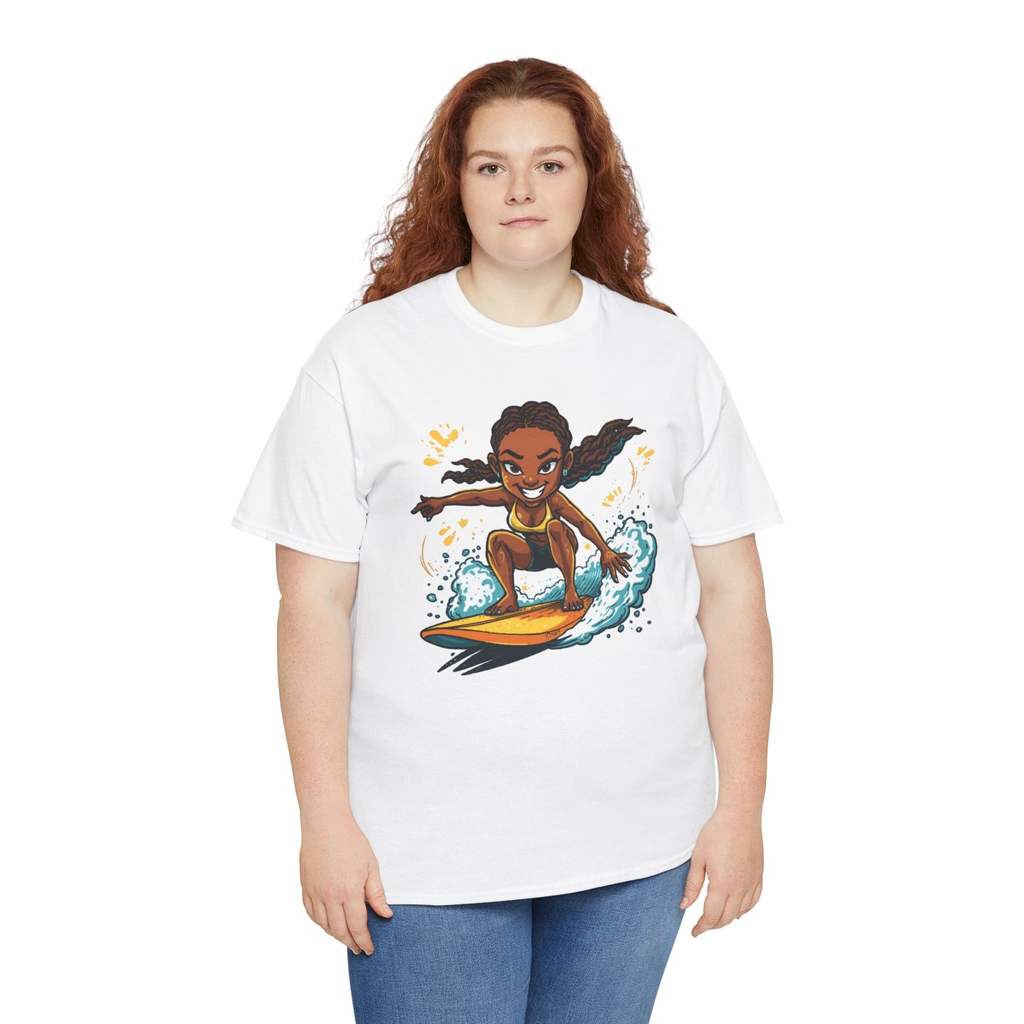Surf Girl T-Shirt — Cute Cartoon Female Surfer Graphic Tee