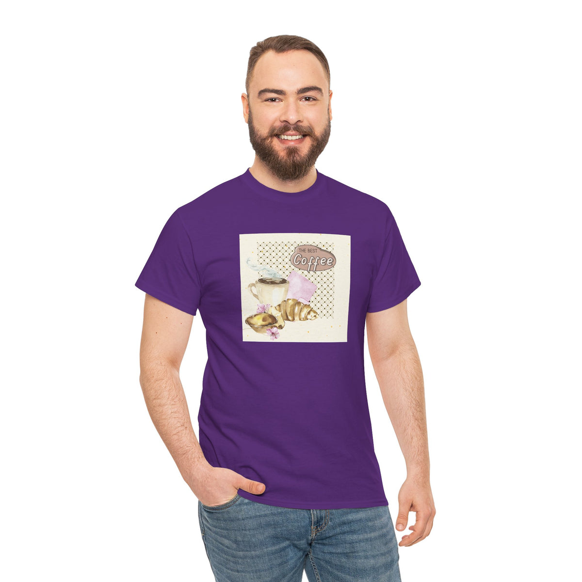 The Best Coffee Tee — Cup & Croissant Graphic T-Shirt