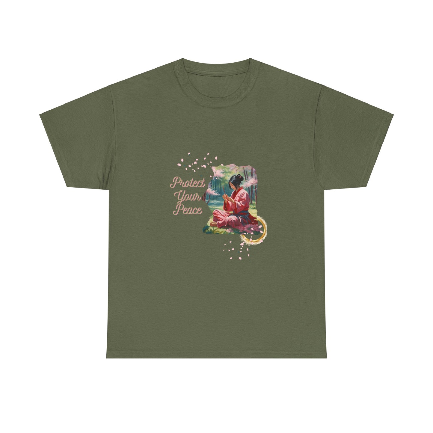 Protect Your Peace Unisex Tee - Woman Kneeling in Forest Graphic