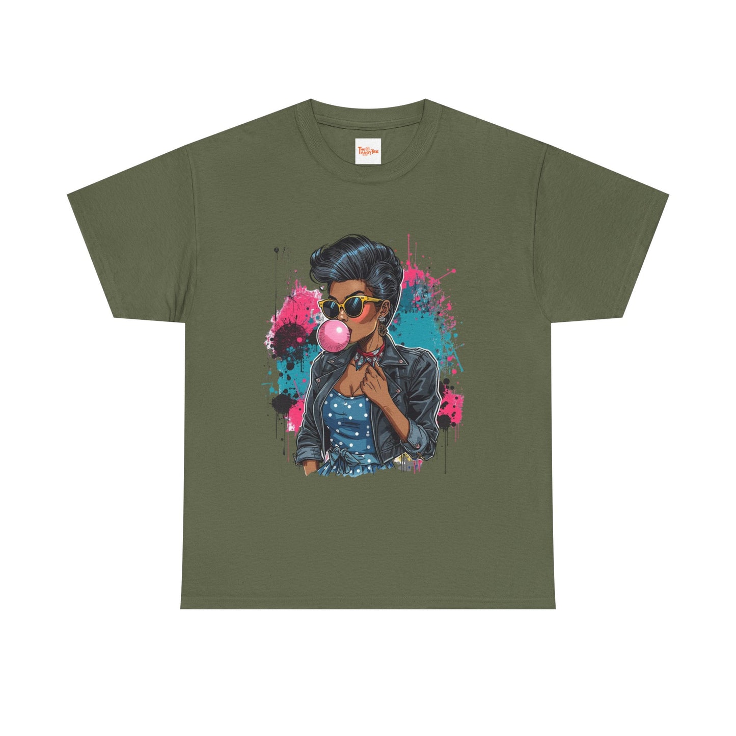 Bubblegum Pop Tee — African American Woman Graphic Paint-Splatter Design