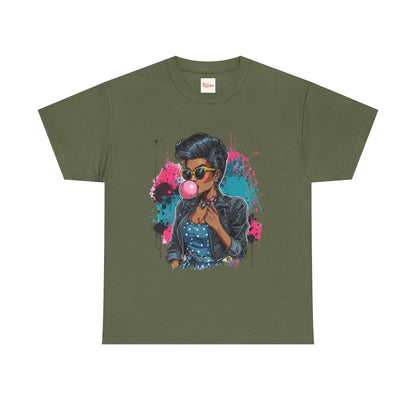 Bubblegum Pop Tee — African American Woman Graphic Paint-Splatter Design