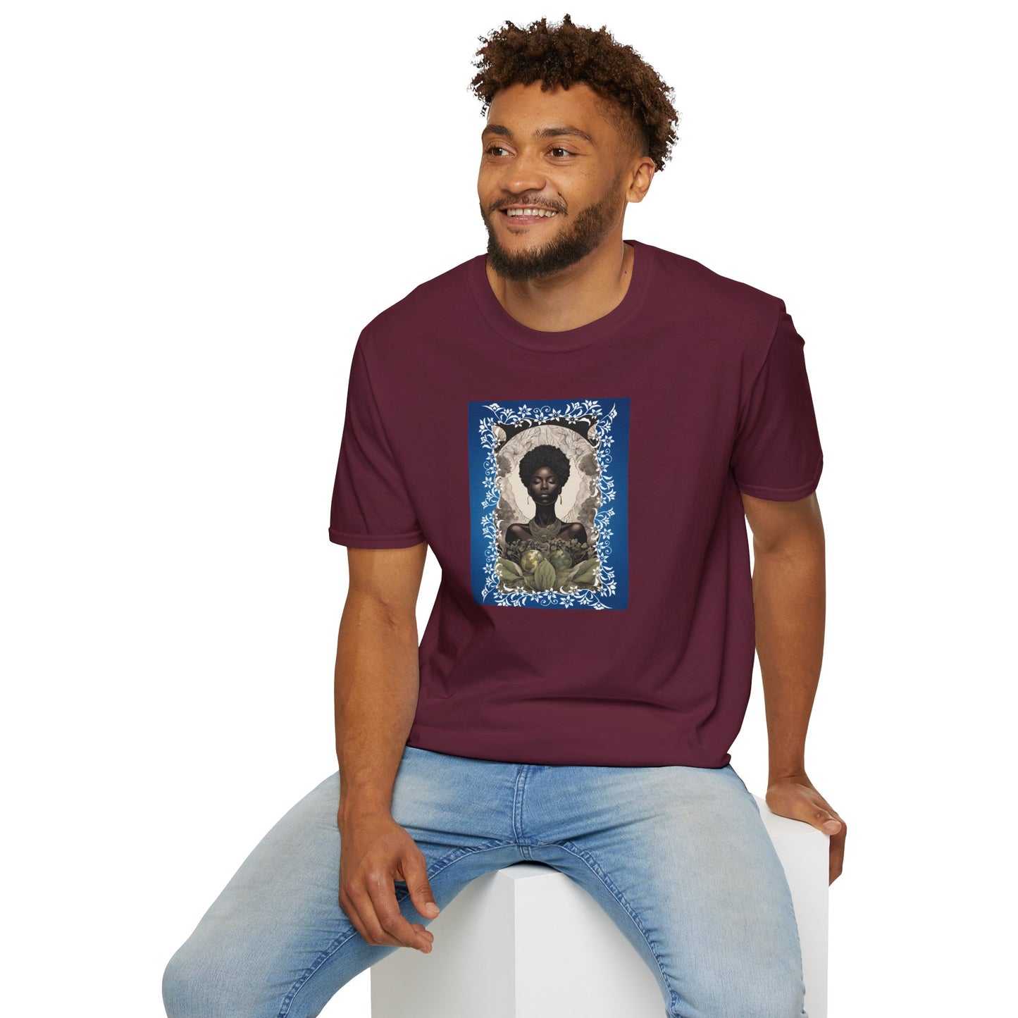 Black Woman Flower Frame T-Shirt