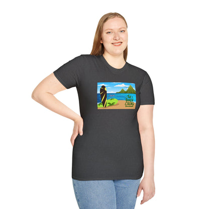 The Beach Is Calling Surfboard Graphic T-Shirt