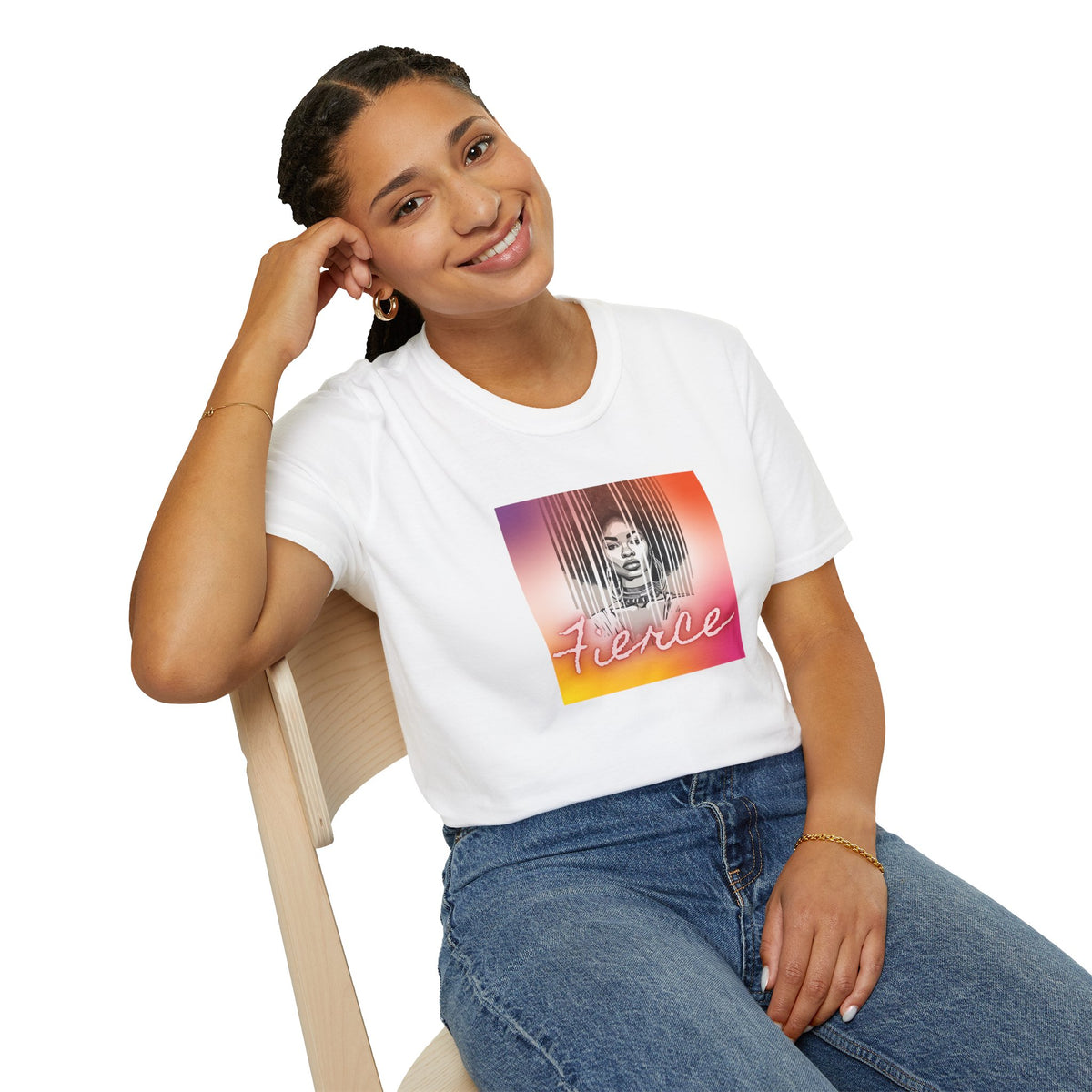 Fierce Multicolor Afro Black Woman T-Shirt