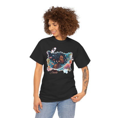 Just Breathe Unisex Tee - Graphic of Black Woman in the Bath