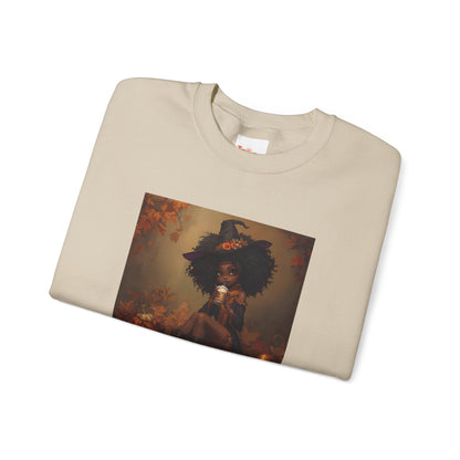 Black Witch Pumpkin Spice Latte Sweatshirt, Halloween Crewneck Jumper