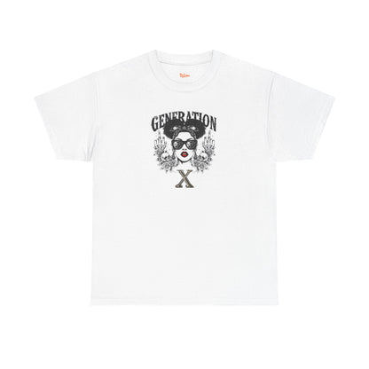 Generation X Black Woman Graphic Tee — Skeletal Hands & Middle Fingers